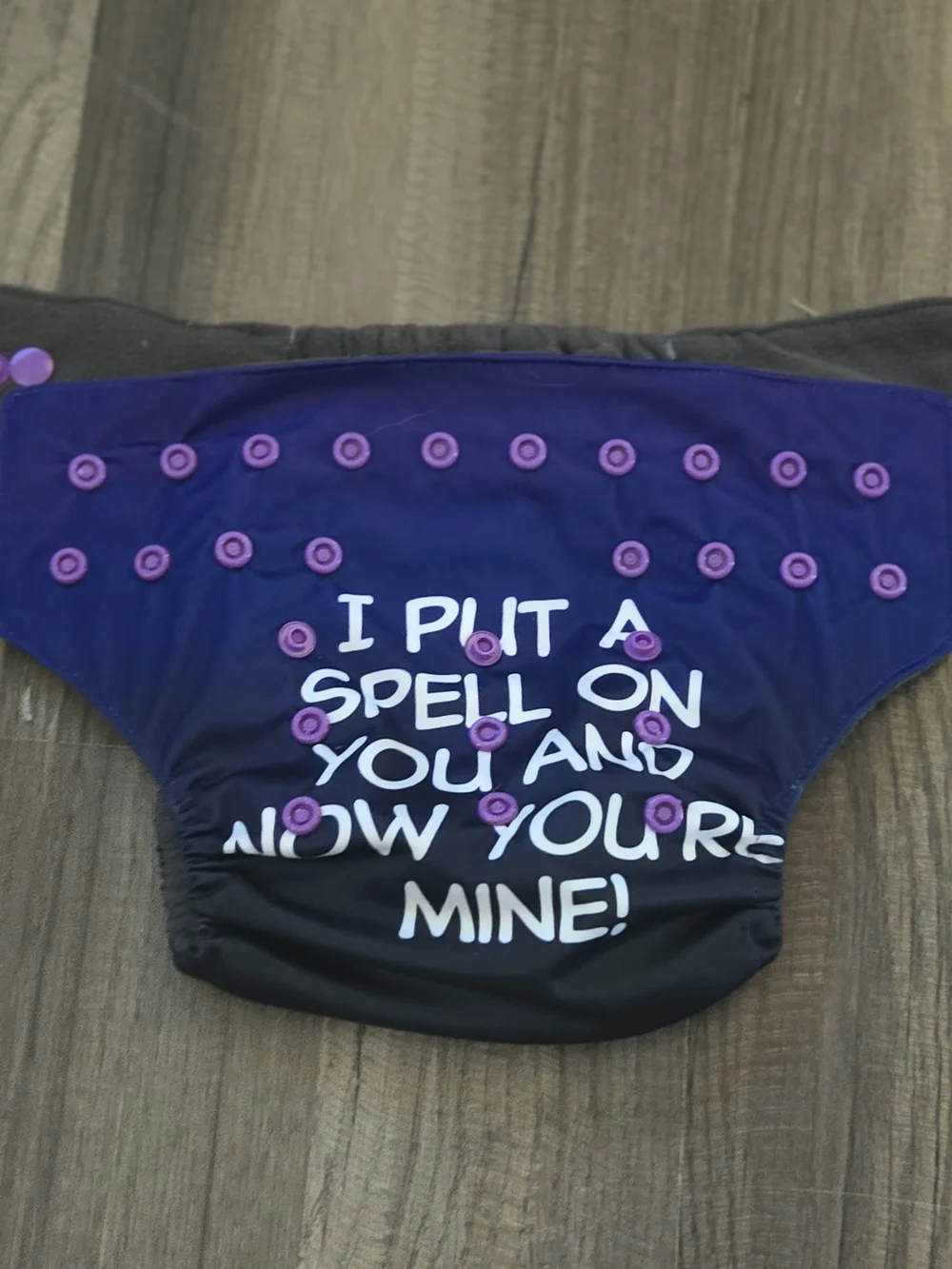 Purple Kids Swim Diaper Cover with 'I Put a Spell On You' Print